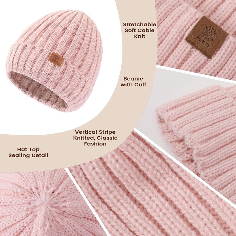 Premillow Women Winter Hat Beanie+Long Scarf+Touch Screen Gloves Set, Warm Clothes Set with Knit Fleece Lined for Women/Men Winter - Image 3